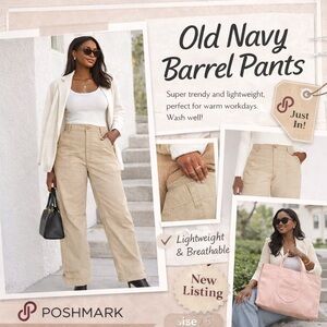 **NEW** Barrel-Cut Lightweight Pants in Beige/Tan- Women's Casual Trousers